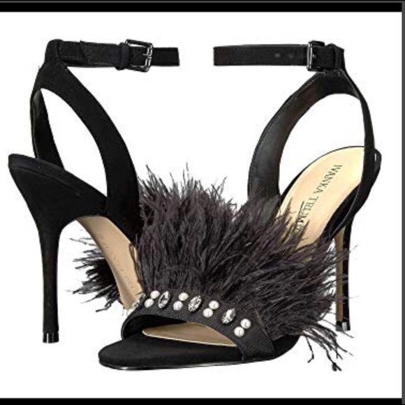 IVANKA TRUMP SUEDE/JEWELED OSTRICH FEATHER HEELS - Picture 3 of 8